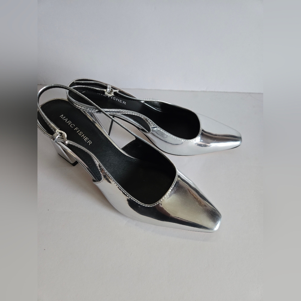 Marc Fisher Metallic Silver Heels